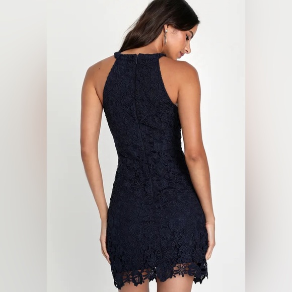 Love Poem Navy Blue Lace Mini Dress - Picture 3 of 8